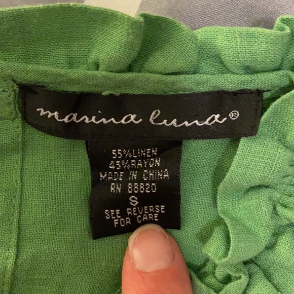 Dress/Work Top. Beautiful green Lien. - Picture 2 of 2